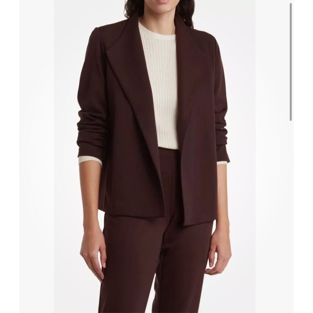 Eileen Fisher $328 Flex Ponte Open Front Blazer Jacket Brownstone XS NEW